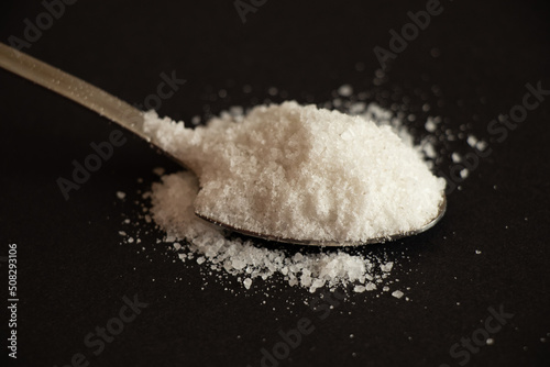 Teaspoon and rock salt, spices and seasonings, food salt, spoon