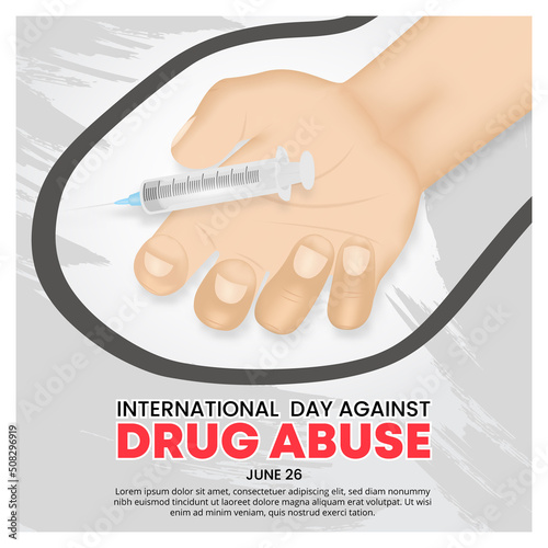 International day against drug abuse background with a hand of overdose person