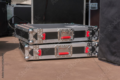 durable case reinforced with metal parts for transporting valuables