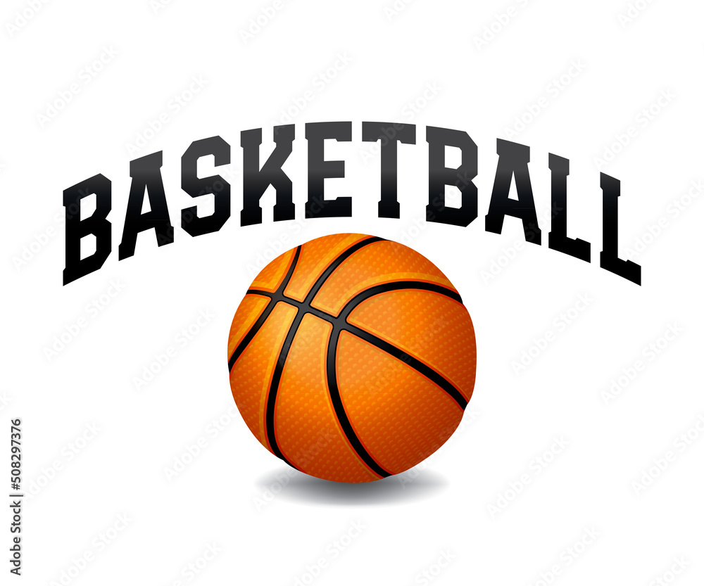 Basketball Word Art Ball Emblem Illustration