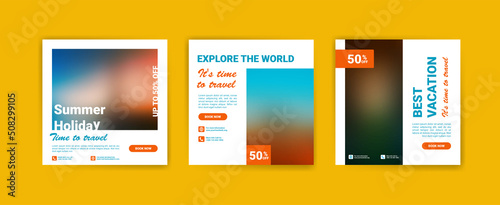 Social media post templates for best travel destinations in summer vacation