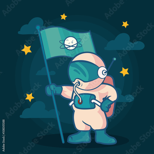 astronaut with flag