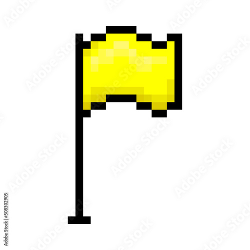 Pixel yellow flag icon. Color silhouette. Front side view. Vector simple flat graphic illustration. Isolated object on a white background. Isolate.