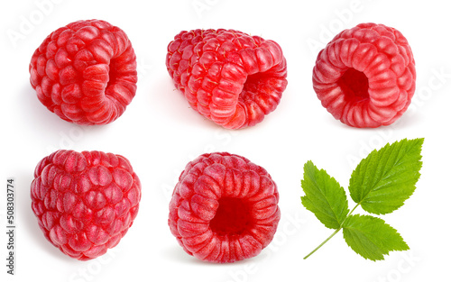 Raspberry collection isolated on white background