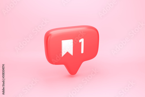 Bookmark ribbon symbol with number 1 on social media notification