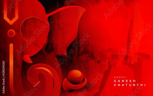 Happy Ganesh Chaturthi Greeting Background Template with Creative Artistic Lord Ganesha Illustration