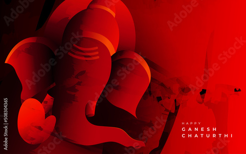 Ganesh Chaturthi Greeting Background Template with Creative Artistic Lord Ganesha Illustration