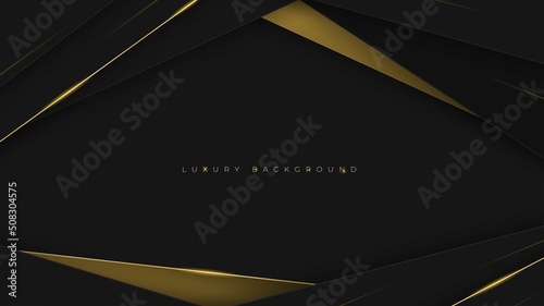 Black background design in geometric abstract concept with gold color