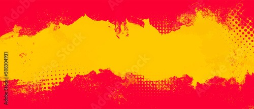 Yellow and red abstract grunge background with halftone style.	