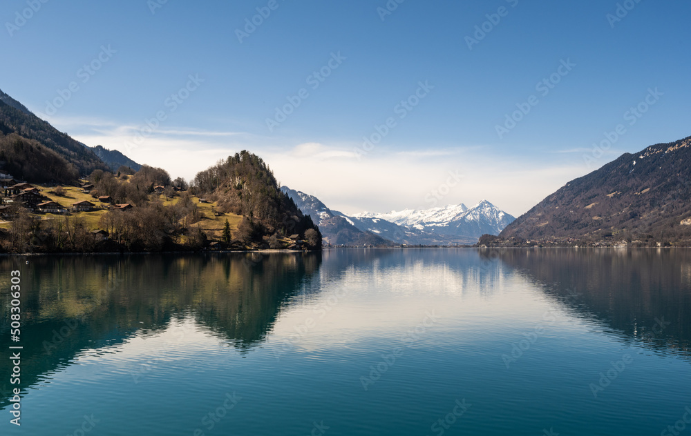 Lake Brienz and Swiss Alps view from Iseltwald