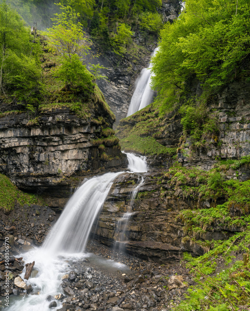 Diesbachfall waterfall in Switzerland near Glarus