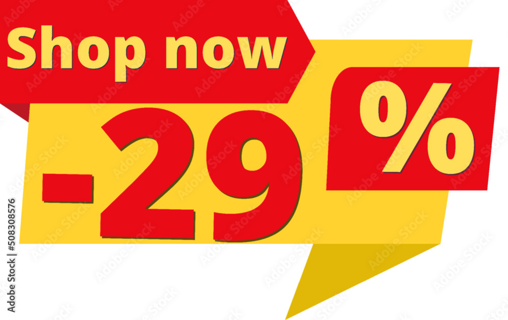 29% off, shop now (yellow speech bubble design with red discount banner) 29% off, shop now (yellow speech bubble design with red discount banner)