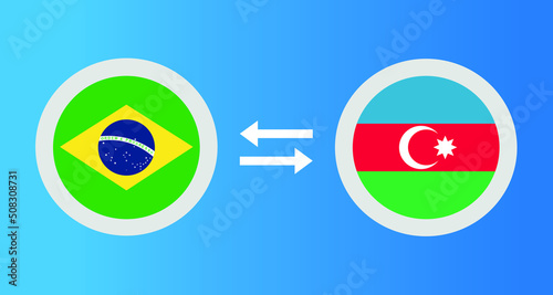 round icons with Brazil and Azerbaijan flag exchange rate concept graphic element Illustration template design 