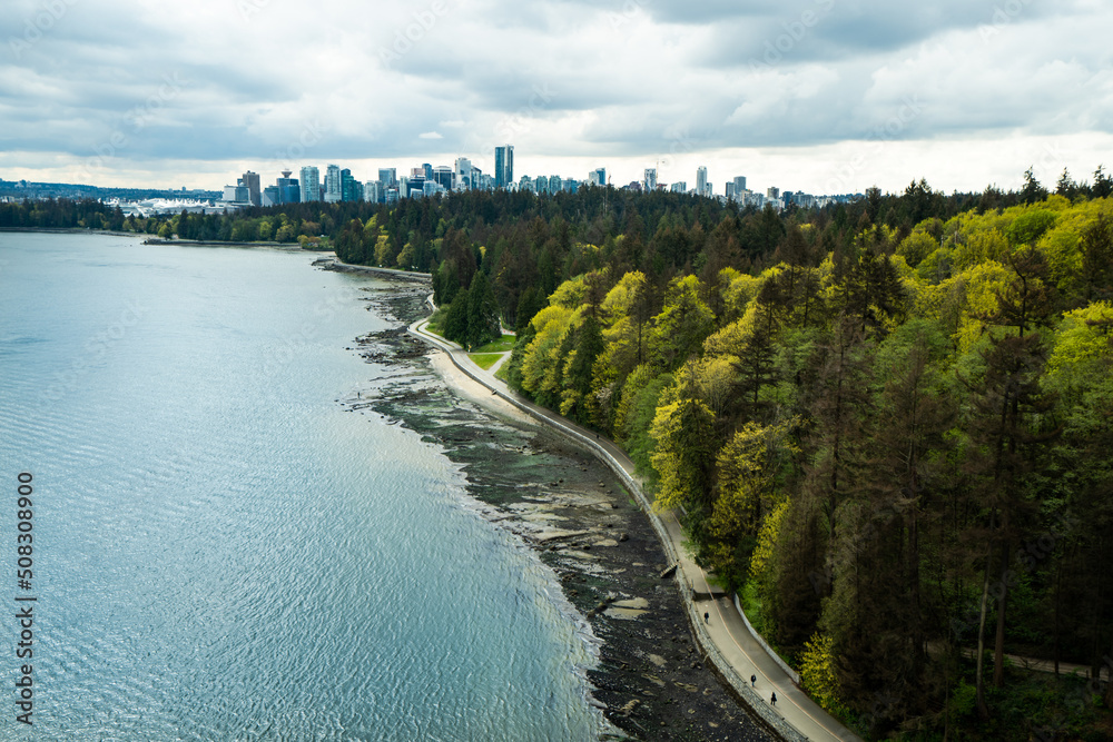 Naklejka premium Vancouver and Stanley Park from Lions Gate Bridge