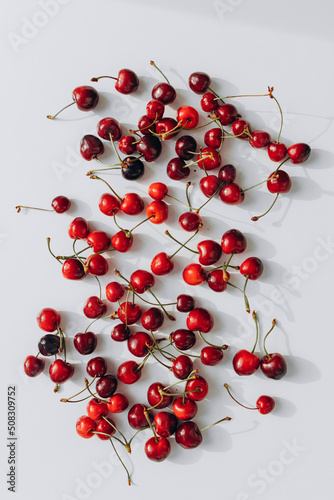 Fresh ripe cherry pattern background
