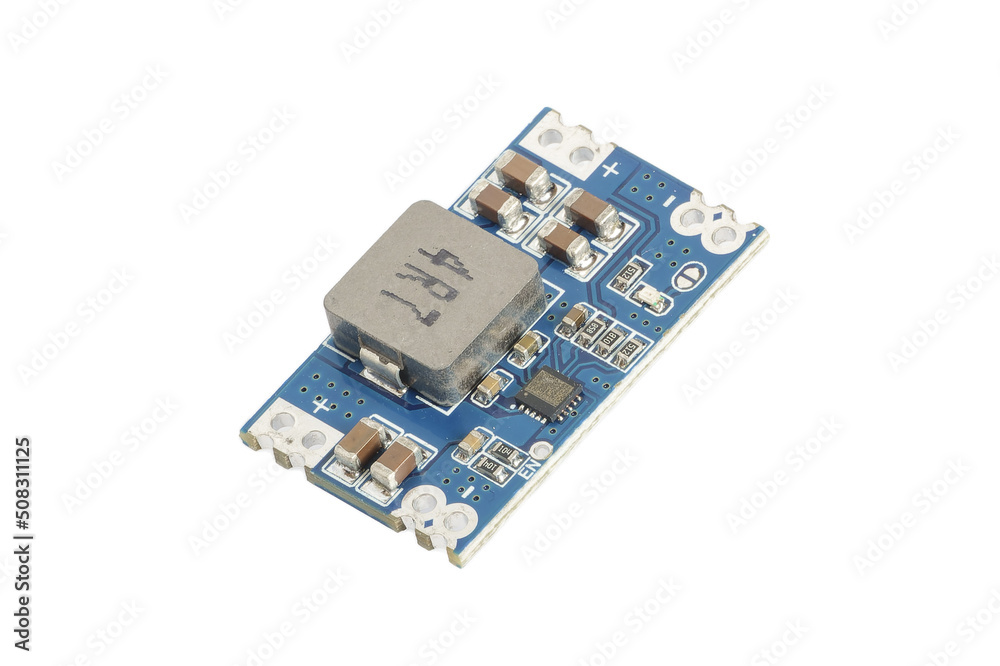 DC step-down transformer module isolated on white background