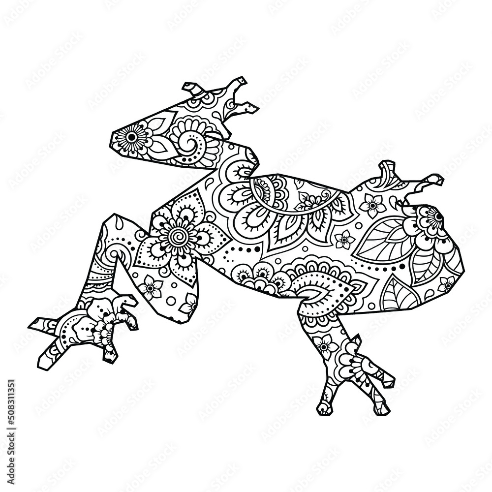 Mandala Frog Coloring Page For Kids Stock Vector Adobe Stock