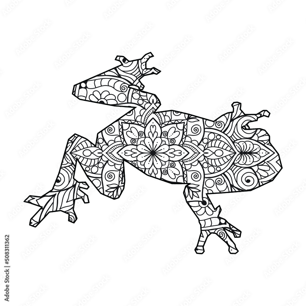 Mandala Frog Coloring Page For Kids Stock Vector Adobe Stock