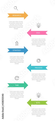 Vertical infographic design with icons and 6 options or steps. Thin line. Infographics business concept. Can be used for info graphics, flow charts, presentations, mobile web sites, printed materials.