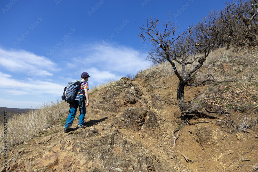 hiking in the mountains