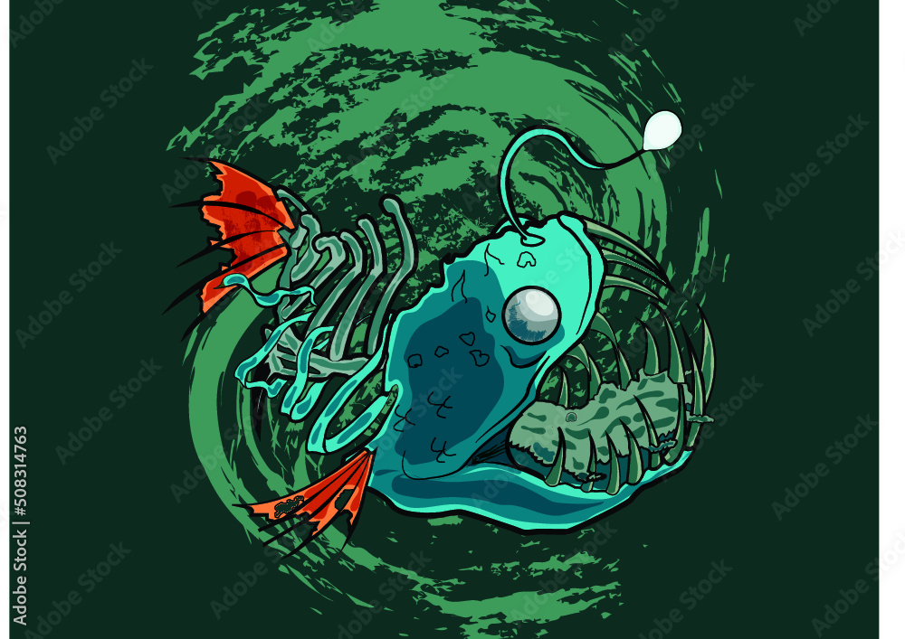 piraña, ilustración de piraña, esqueleto, esqueleto de piraña, arte de piraña, pez, ilustración de pez