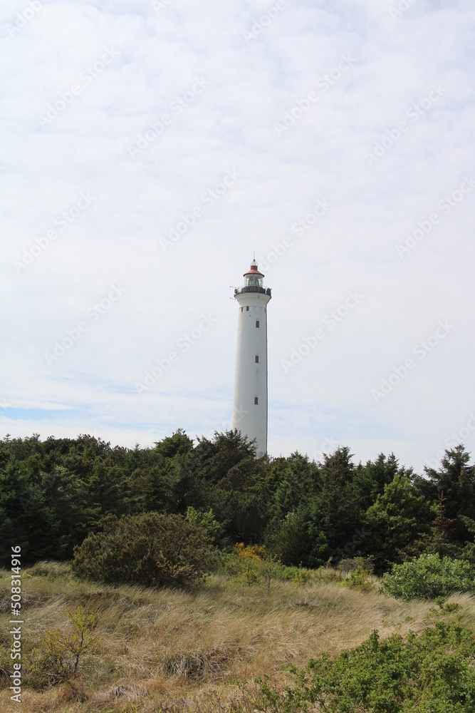 Lighthouse on the coast in Jutland, Denmark