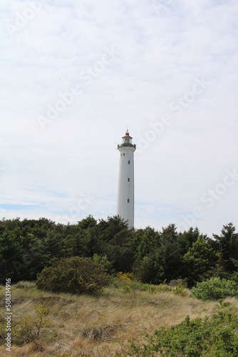 Lighthouse on the coast in Jutland  Denmark