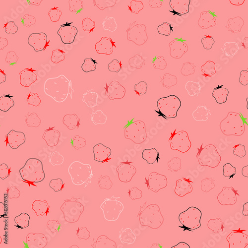 Seamless vector pattern with strawberries on a pink background