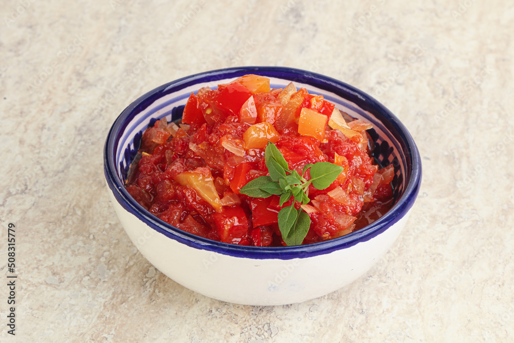 Hungary vegetarian Lecho with vegetables