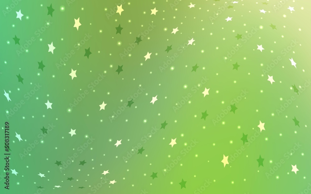 Light Green vector cover with small and big stars.