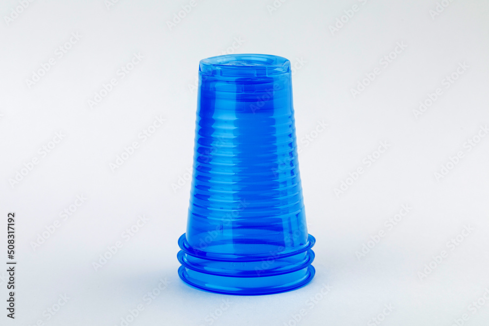 Three opened plastic cups. Random combination. Three opened plastic cups. Random combination.
