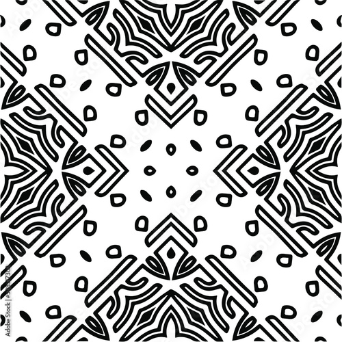 Abstract background with black and white mandala. Line art.Unique geometric vector swatch. Perfect for site backdrop  wrapping paper  wallpaper  textile and surface design. 