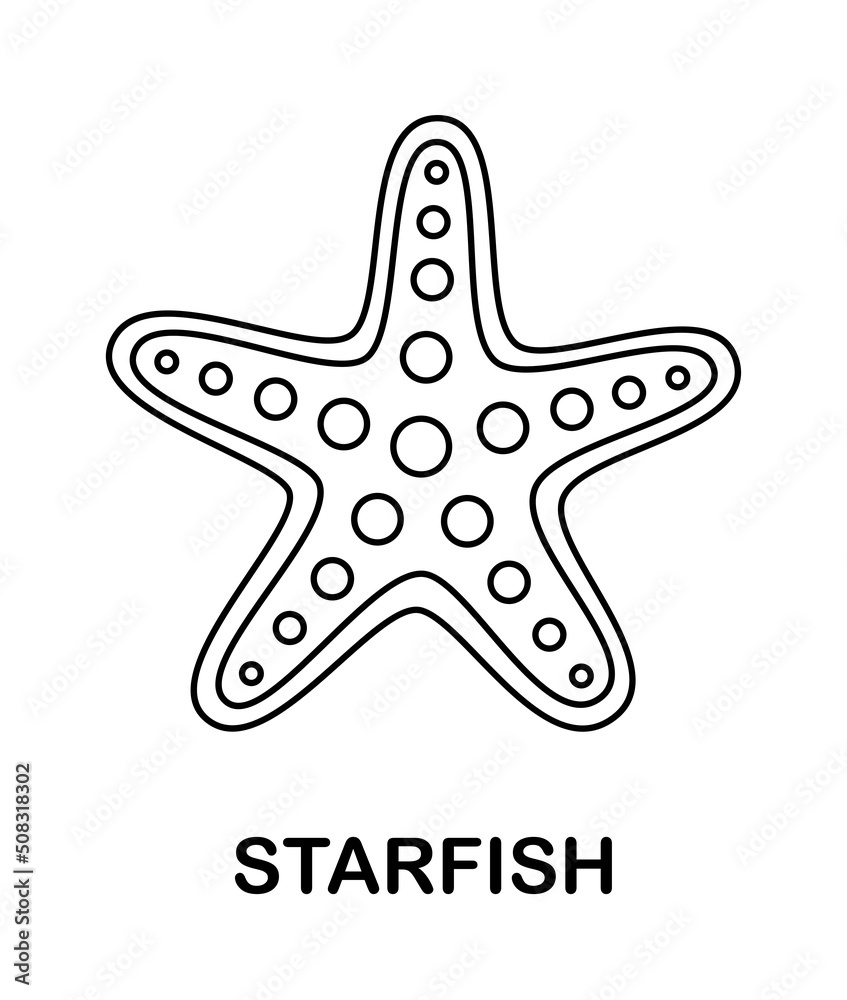 Obraz premium Coloring page with Starfish for kids
