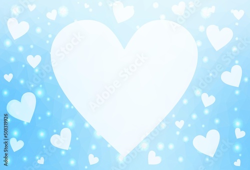 Light BLUE vector  template with doodle hearts. © smaria2015