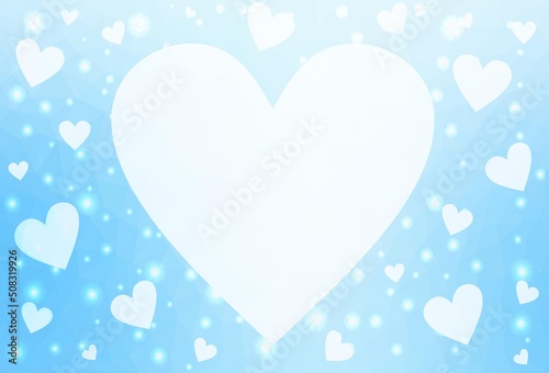 Light BLUE vector  template with doodle hearts.