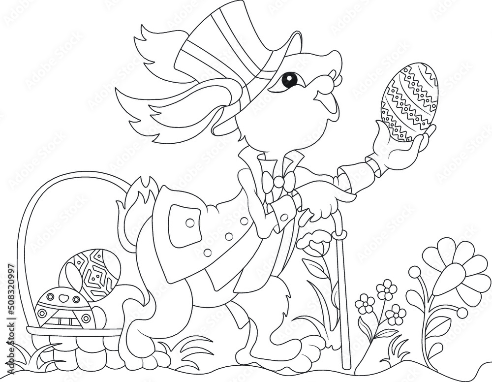 Funny easter coloring page for kids