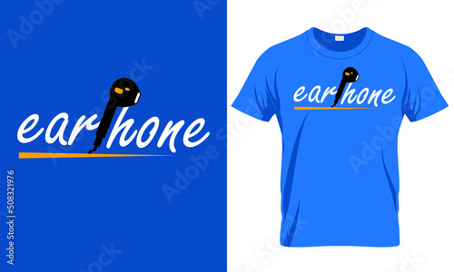 Earphone T shirt design with  typography vector design (ID: 508321976)