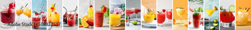 Collage with different delicious summer cocktails © Pixel-Shot