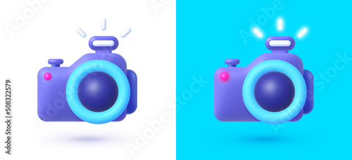 Camera 3D neon, great design for any purposes. Vector illustration design.