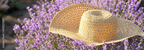 Straw hat in beautiful lave...