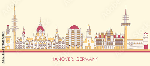 Cartoon Skyline panorama of city of Hanover, Germany - vector illustration