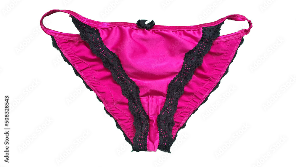 Worn female underwear isolated. Luxury elegant pink and black worn