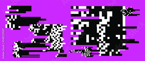 Abstract vector background with pixel bitmap glitches and flickers and datamoshing effect.