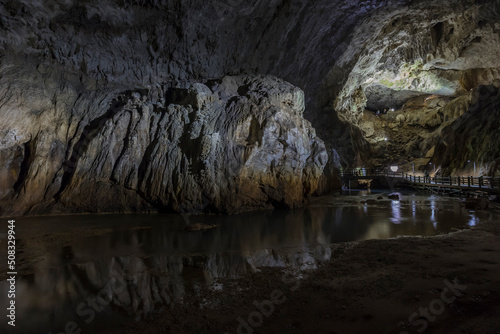 洞窟内　山口県　美祢市　秋芳洞　鍾乳洞　洞窟　川　地下水