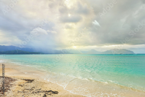 hale koa beach with clouds