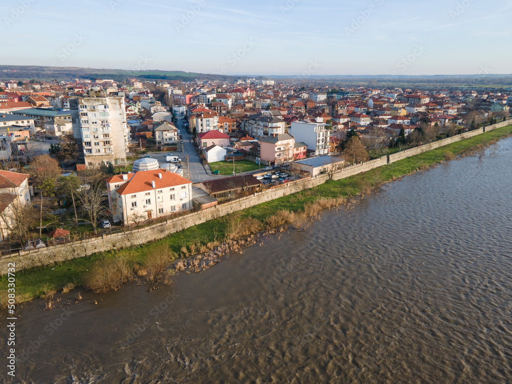 Aerial view of town of Svilengrad, Bulgaria