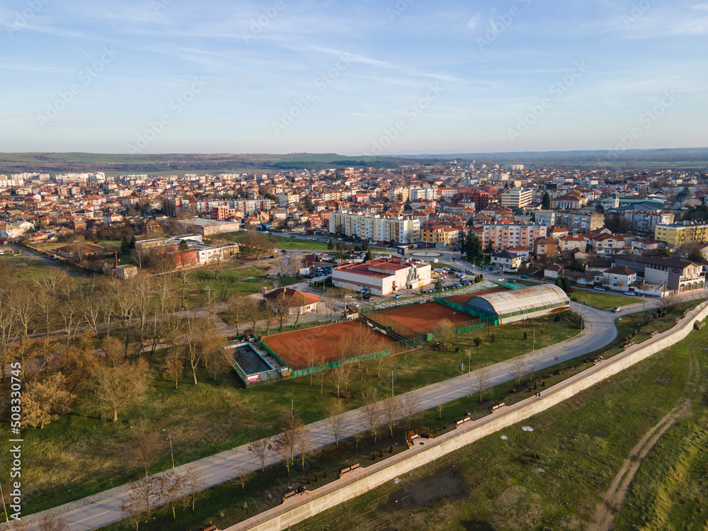 Aerial view of town of Svilengrad, Bulgaria