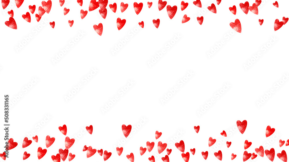 Heart Card. Ornament Design For Girl. Fashion Frame. Red Art Bac