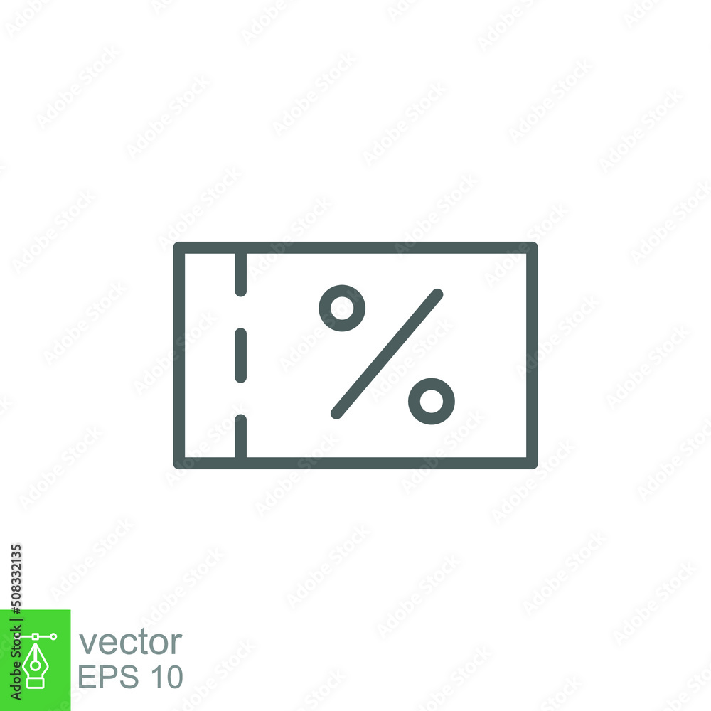 Discount icon. Sale coupon concept. Simple outline style. Thin line vector illustration isolated on white background. EPS 10. Discount icon. Sale coupon concept. Simple outline style. Thin line vector illustration isolated on white background. EPS 10.