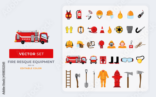 Fire Resque Equipment Vector Illustration. Color Editable Eps 10.